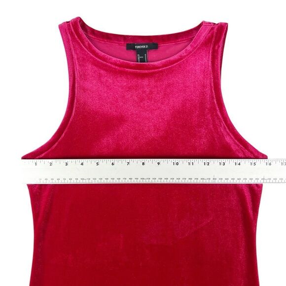 Forever 21 Bright Pink Sleeveless Velour Shift Dress Size Medium - Picture 4 of 6